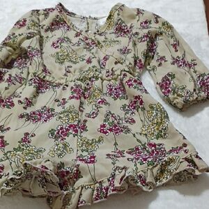 Floral Kids Blouse with Ruffle Hem